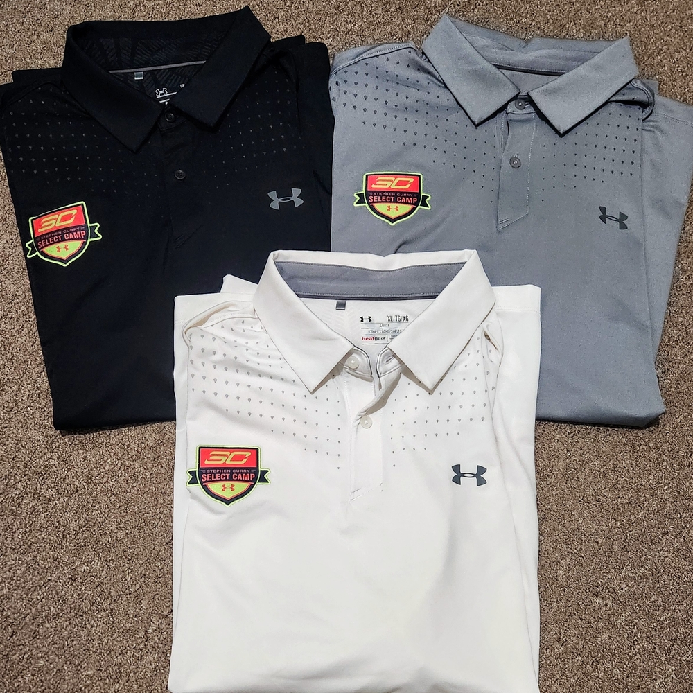 NBA Steph Curry Camp Under Armour Men's Polo Shirt - Black, White, Gray